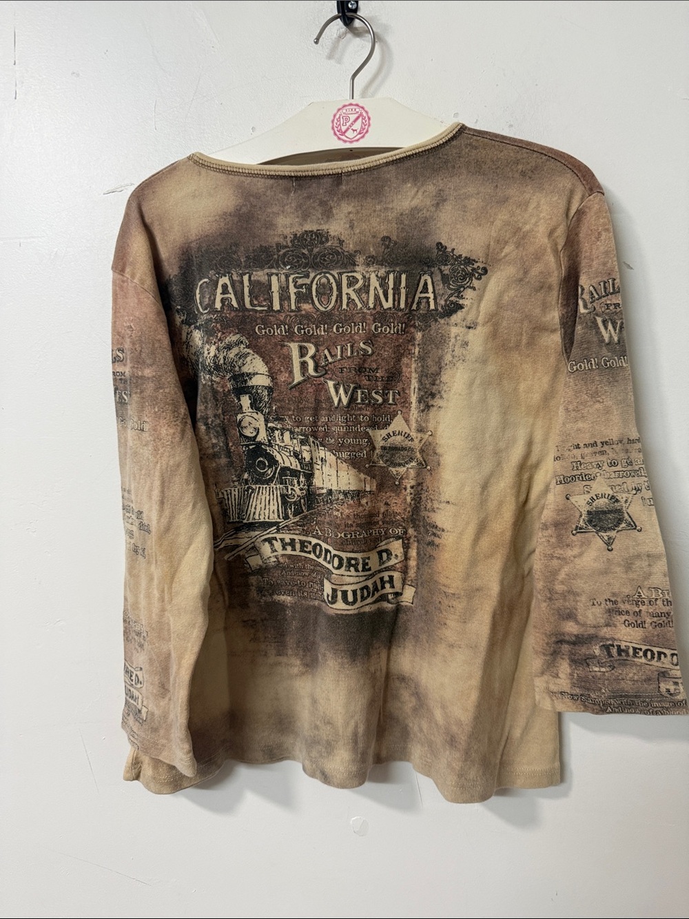 Cactus Brown and Tan California Graphic Long Sleeve Shirt Y2K - Picture 4 of 4